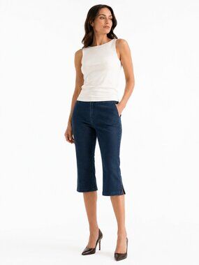 STUSSY WOMEN'S VINTAGE DARK WASH HIGH RISE CROPPED CAPRIS JEANS - S